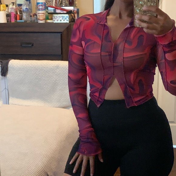 Pink Colorful Mesh Top - Picture 1 of 5